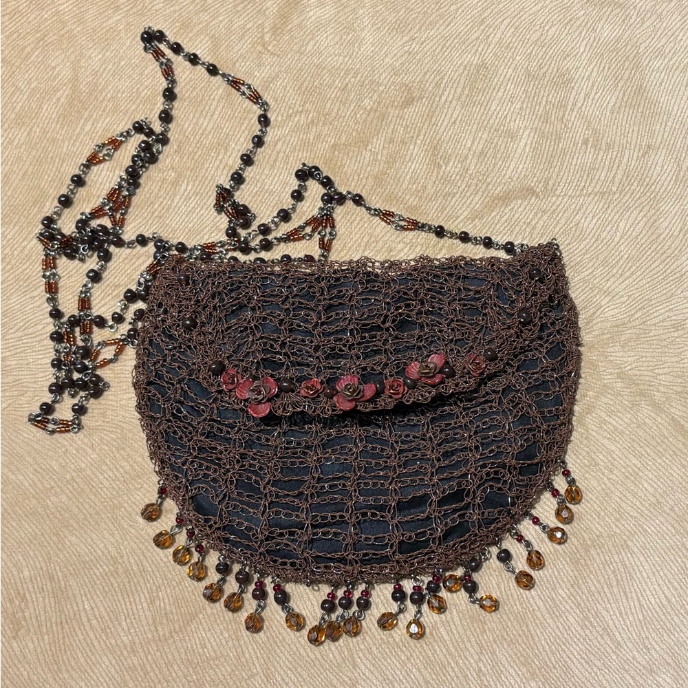 Handcrafted Brown Beaded Bag